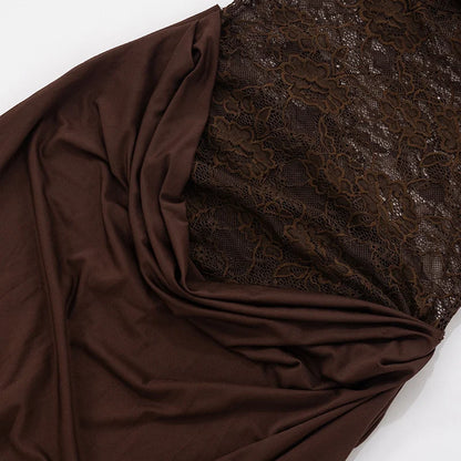 Vestido largo sexy de encaje con un solo hombro