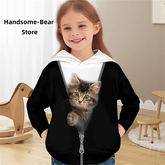 Cat 3D Print Spring Casual Sweatshirts Hoodies