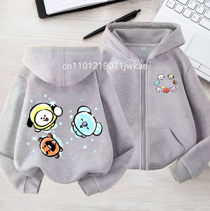 Tee Cute BT21 Mang Inspired Zipper Hoodie 3-12 Year Hoody Coat