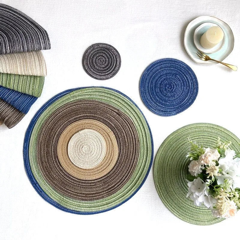Imitation Cotton Yarn Placemat Round Woven Dish Mat