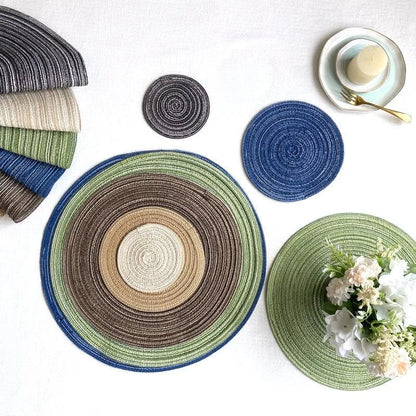 Imitation Cotton Yarn Placemat Round Woven Dish Mat