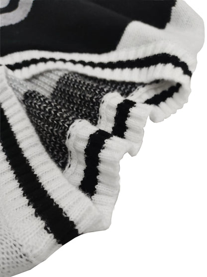 Loose V Neck Geometric Sweater