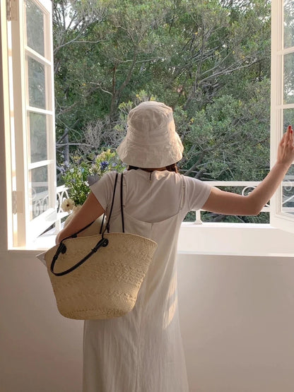 Handmade Raffia Straw Bohemian Woven Crochet Tote Shoulder Bag