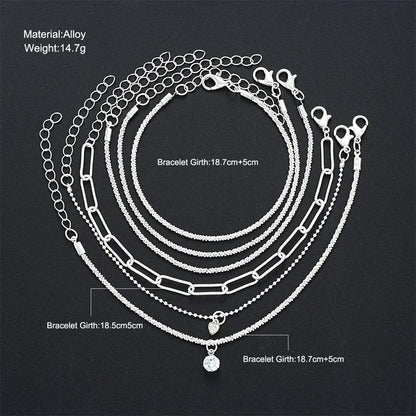 DANA 6Pcs 925 Sterling Silver Rhinestone Bracelets