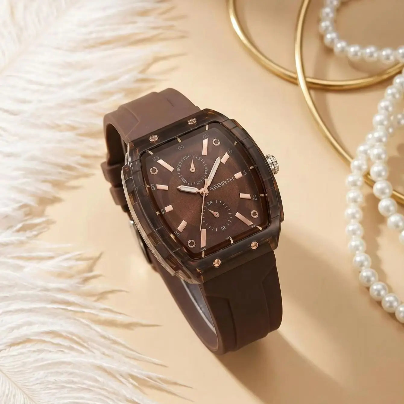 Affordable Macaron-Colored Barrel-Shaped with Silicone Strap Watch