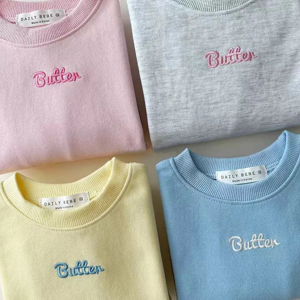 Korean Letter Kids' Cotton Sweater & Pants Set