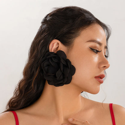 Salircon Exaggerated Large Rose Flower Earrings