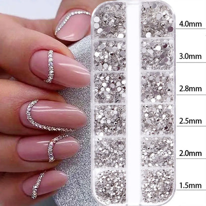 2400pcs+ Shiny Clear Crystal Gems Nail Rhinestones