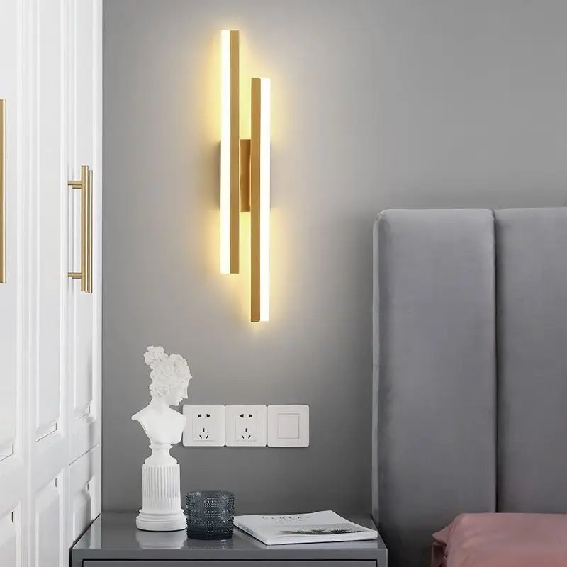 LED Bedroom Wall Lamp Wall Sconces Copper Line Pipe