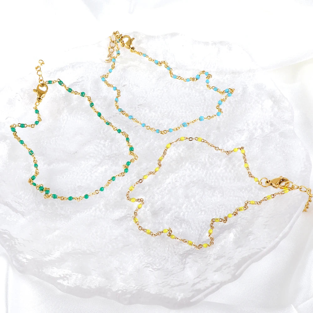 Bohemian Blue Green Yellow Beads Anklet Chains