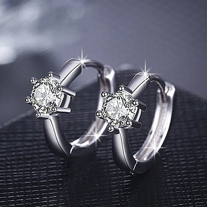 925 Sterling Silver Zircon Buckle Earrings