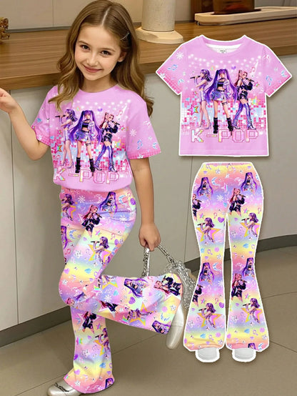 Rainbow Gradient K-Pop Idol Full Print Set Pink