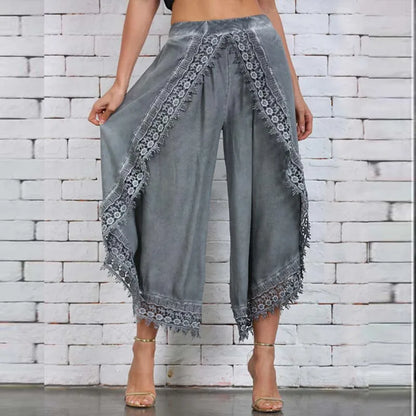 Lace Harem Pant Women Loose Solid Wide Leg Pants