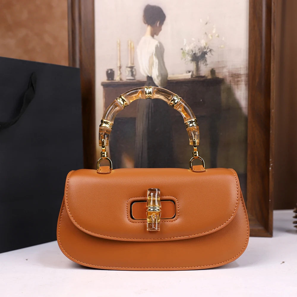 Bamboo Hand-Held Saddle Crossbody Bag