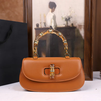 Bamboo Hand-Held Saddle Crossbody Bag