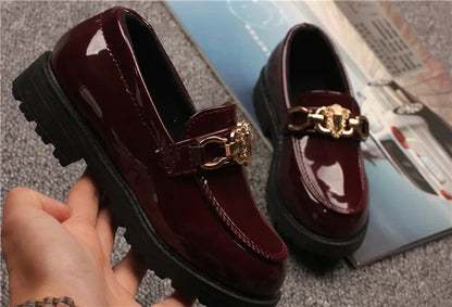 Leather Chain Flat Elegant Shoes
