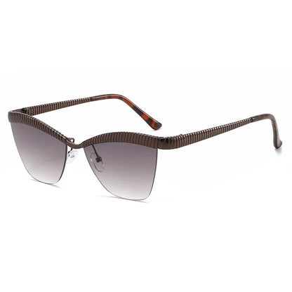 Alloy Eyebrow Half Frame Cat Eye Sunglasses