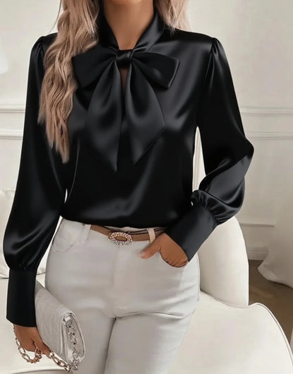 Bow Loose Long Sleeve Blouse
