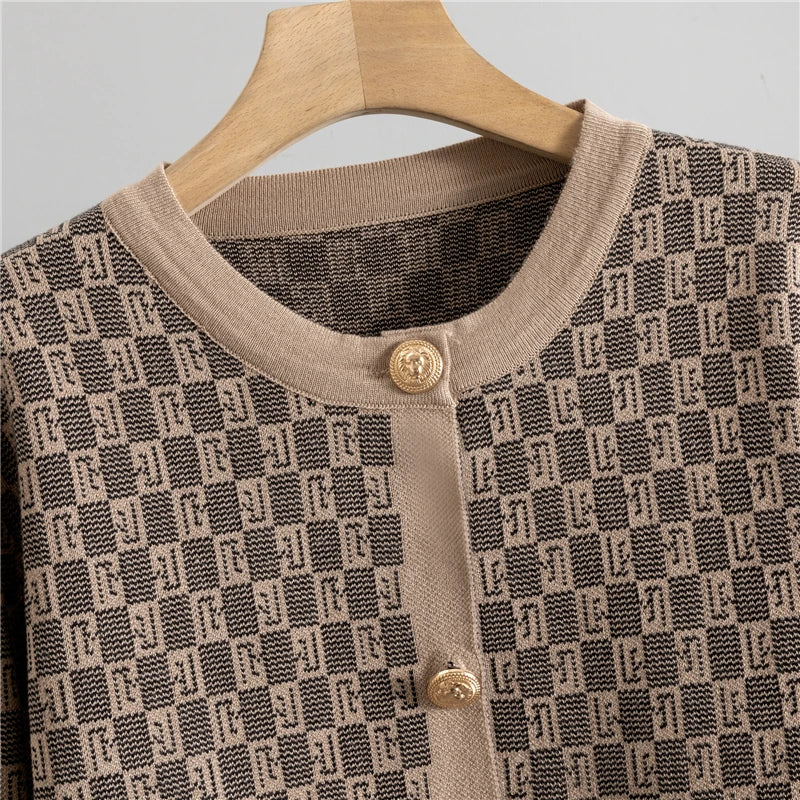 Elegant Long Sleeve Sweater Coat Single Breasted Knit Vest 3 Piece Sets