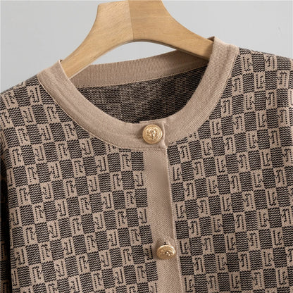 Elegant Long Sleeve Sweater Coat Single Breasted Knit Vest 3 Piece Sets