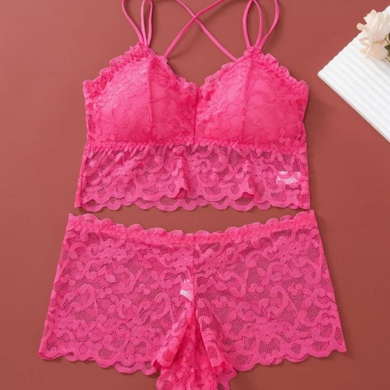 Lace Transparent Ultra-thin Bralette Lingerie Set