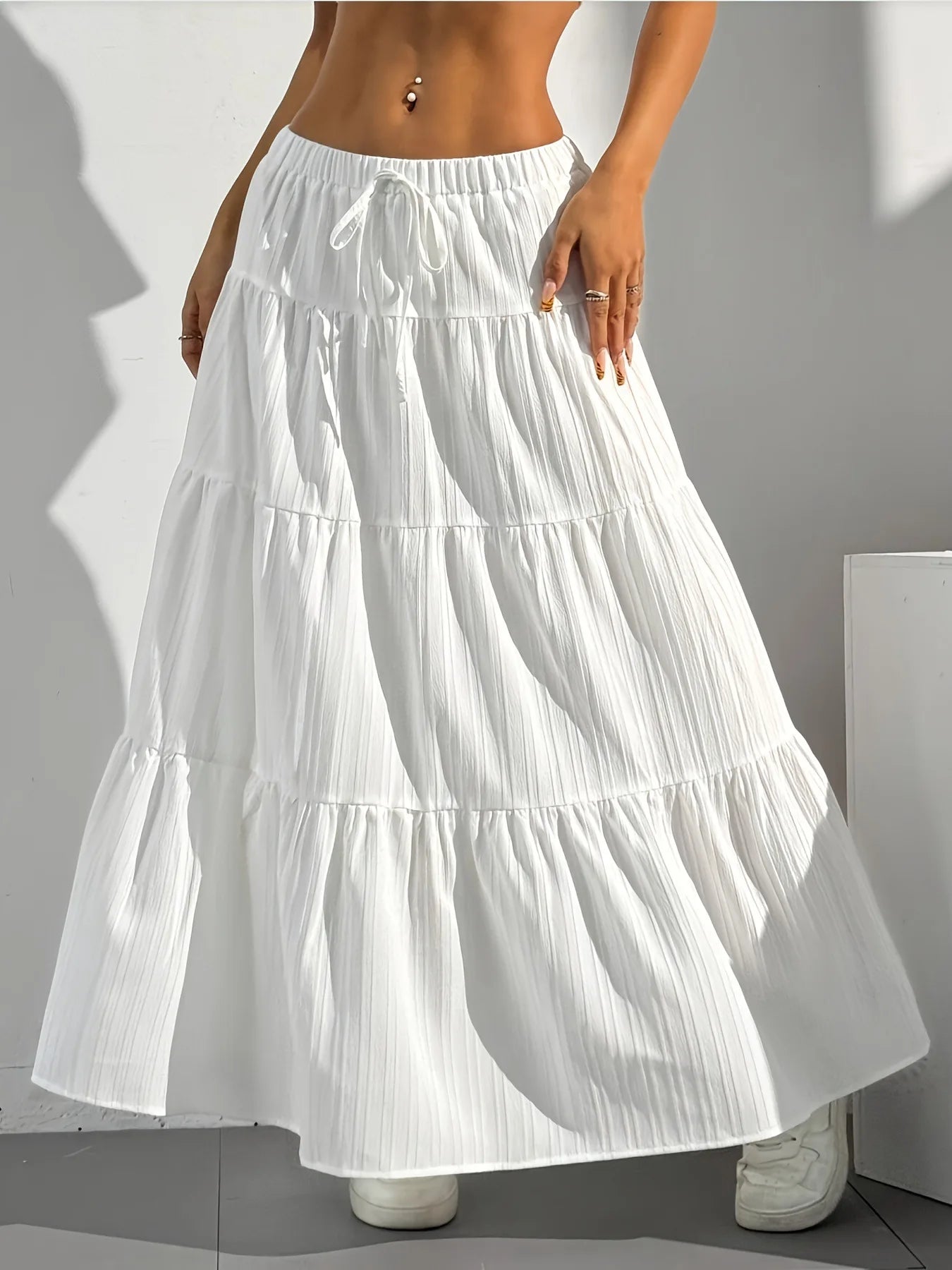 Half-length with straps patchwork large-flared dresses