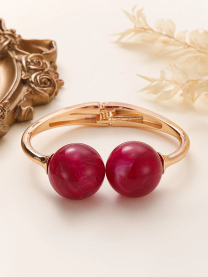 Acrylic Resin Open Bangle Double Balls Beads Adjustable Multi Colors  Bracelets