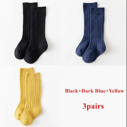 3Pairs/Lot Baby Knee High Soft Cotton Long Sock