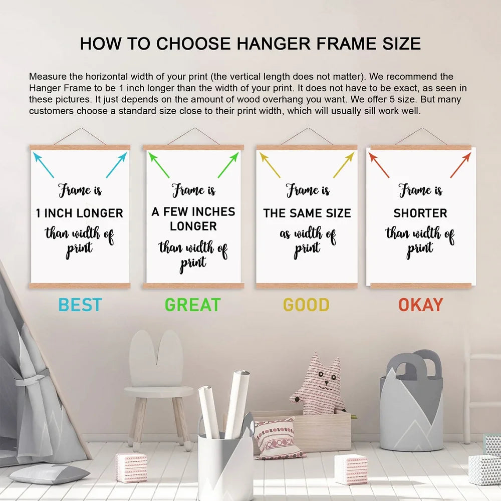 Natural Wood Magnetic Poster Hanger Canvas Frame