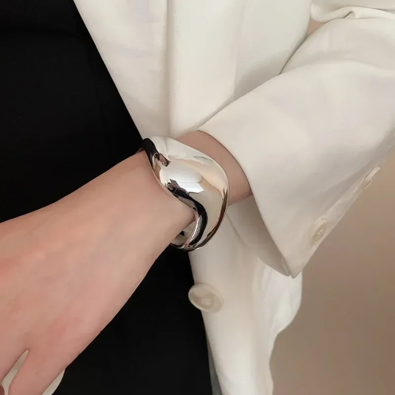 Geometric Glossy Opening Bangle Bracelets