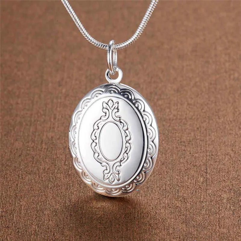 40-75cm 925 Sterling Silver seashell Photo open Frame Necklace