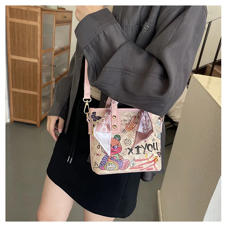 Painted Graffiti Artistic Crossbody Adjustable Shoulder Strap Bag