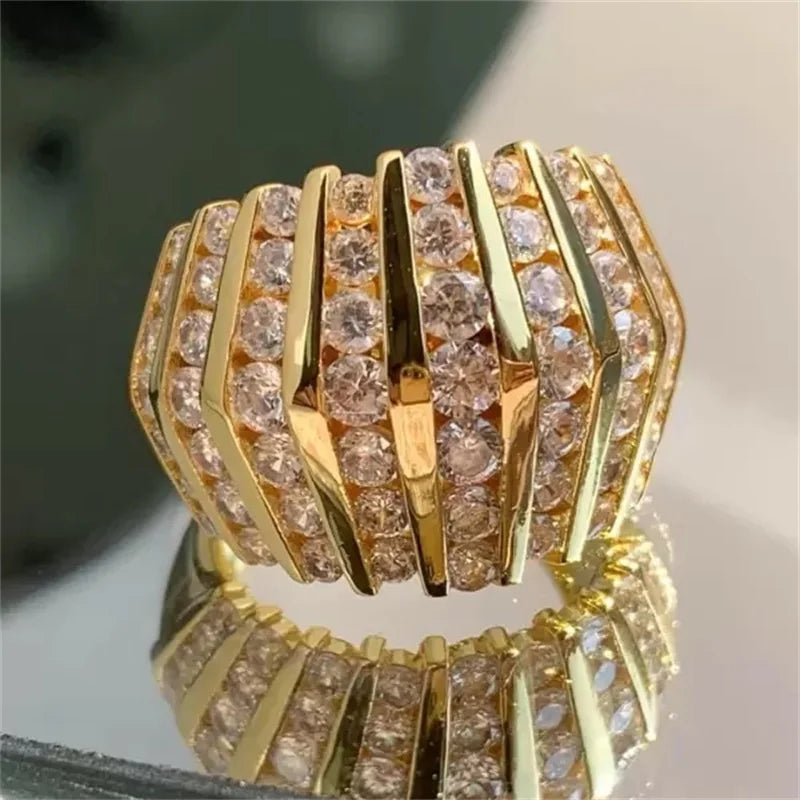 Elegant Cubic Synthetic Zirconia Golden Plated Rings
