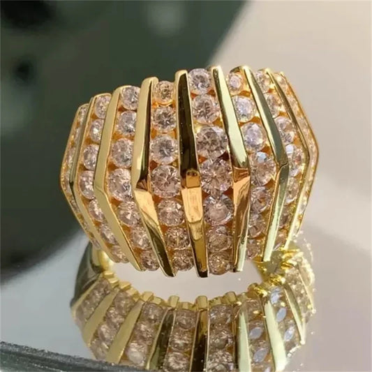 Elegant Cubic Synthetic Zirconia Golden Plated Rings