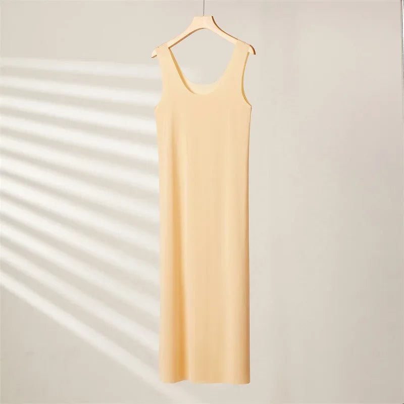 Ice Silk Slips Long Midi Dress