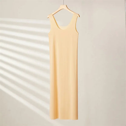 Ice Silk Slips Long Midi Dress