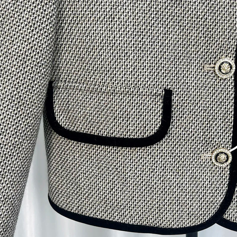 Elegant Comfortable Lapel Collar Casual Tweed Jacket