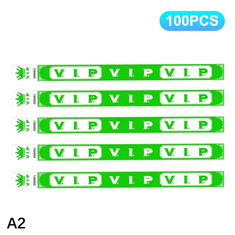 100pcs VIP Neon Paper Wristbands Fluorescent Waterproof