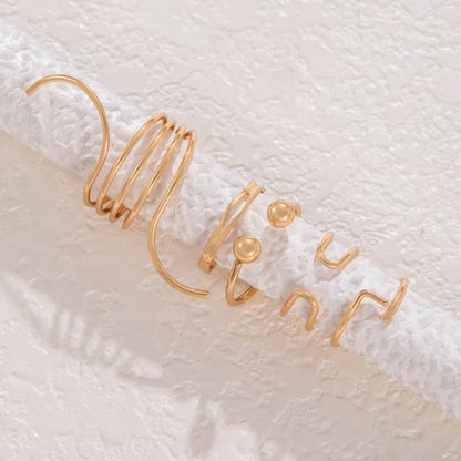 5 Pcs Asymmetrical Shaped Gold Knuckle Hip Hop Rings Set