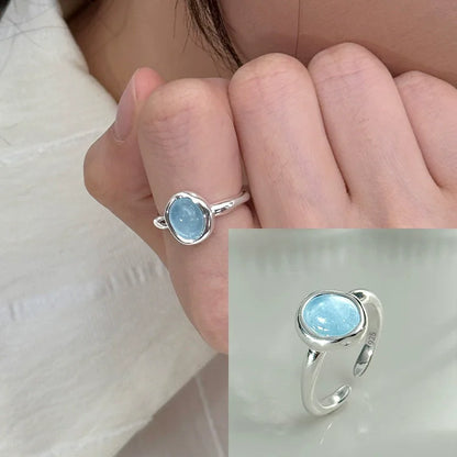 925 Sterling Silver Geometry Crystal Ring