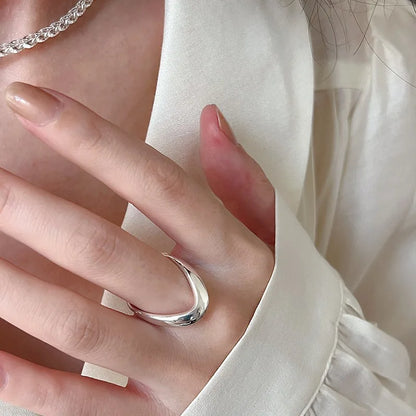 925 Sterling Silver Retro Hollow Wave Punk Hiphop Bohemia Rings