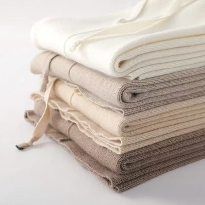 Merino Wool Knitted Wide Leg Soft Warm Cashmere Knit Trousers