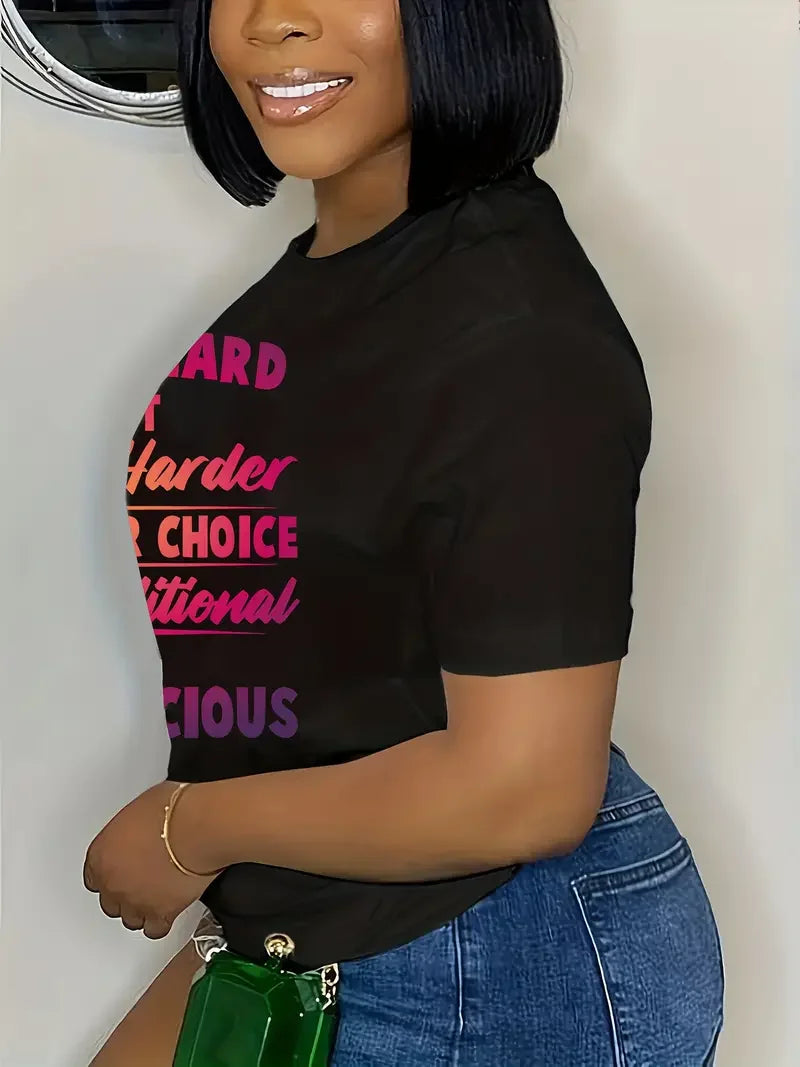 Plus Size Letter Print T-Shirt