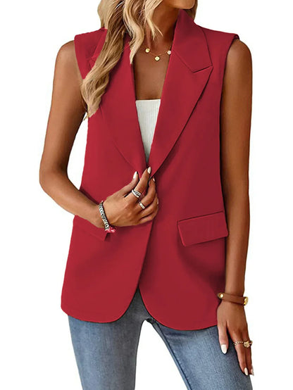 Polo Collar Sleeveless Suit Vest