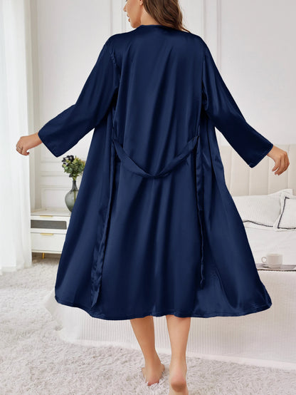 رداء نوم طويل بأكمام رفيعة من قماش ناعم مريح