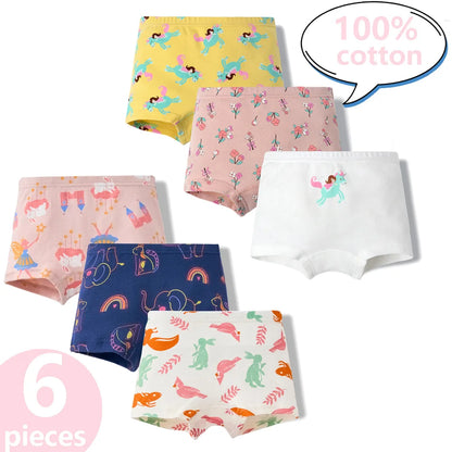 3/6 Pcs 100% Cotton Pretty Cartoon Boxer Set