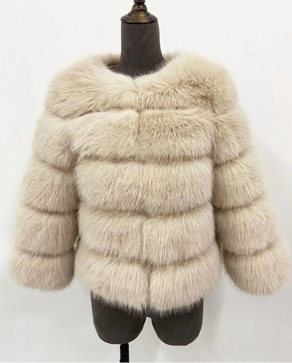 Chaqueta de piel sintética esponjosa de visón