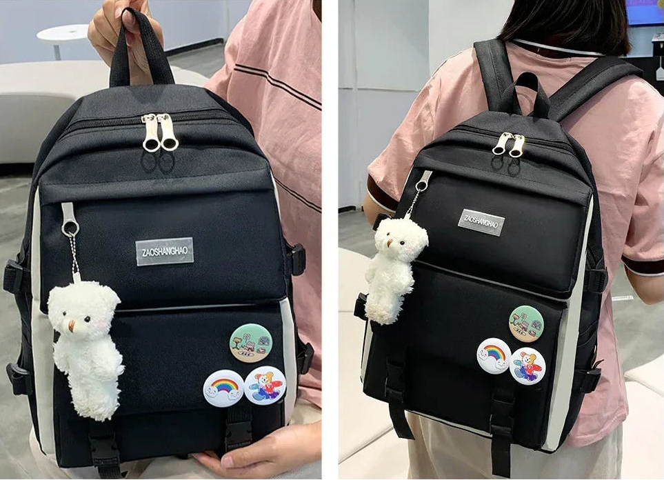 5PCS Kit Backpack High Capacity Waterproof School Bags