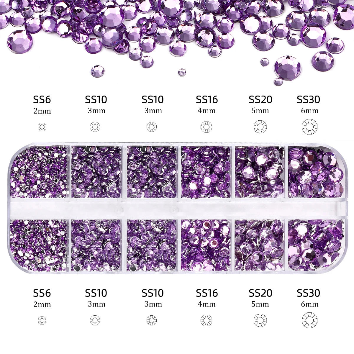 2400pcs+ Shiny Clear Crystal Gems Nail Rhinestones