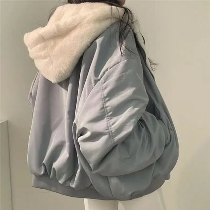 Winter Thick Warm Parkas Oversized Double Sided Hooded Coat Jackets